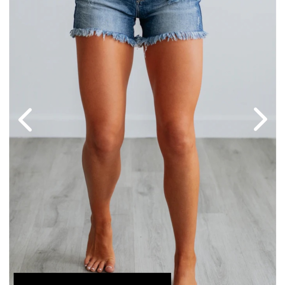 Blue Jean Shorts with Frayed Hem and Distressed Look  Risen Brand